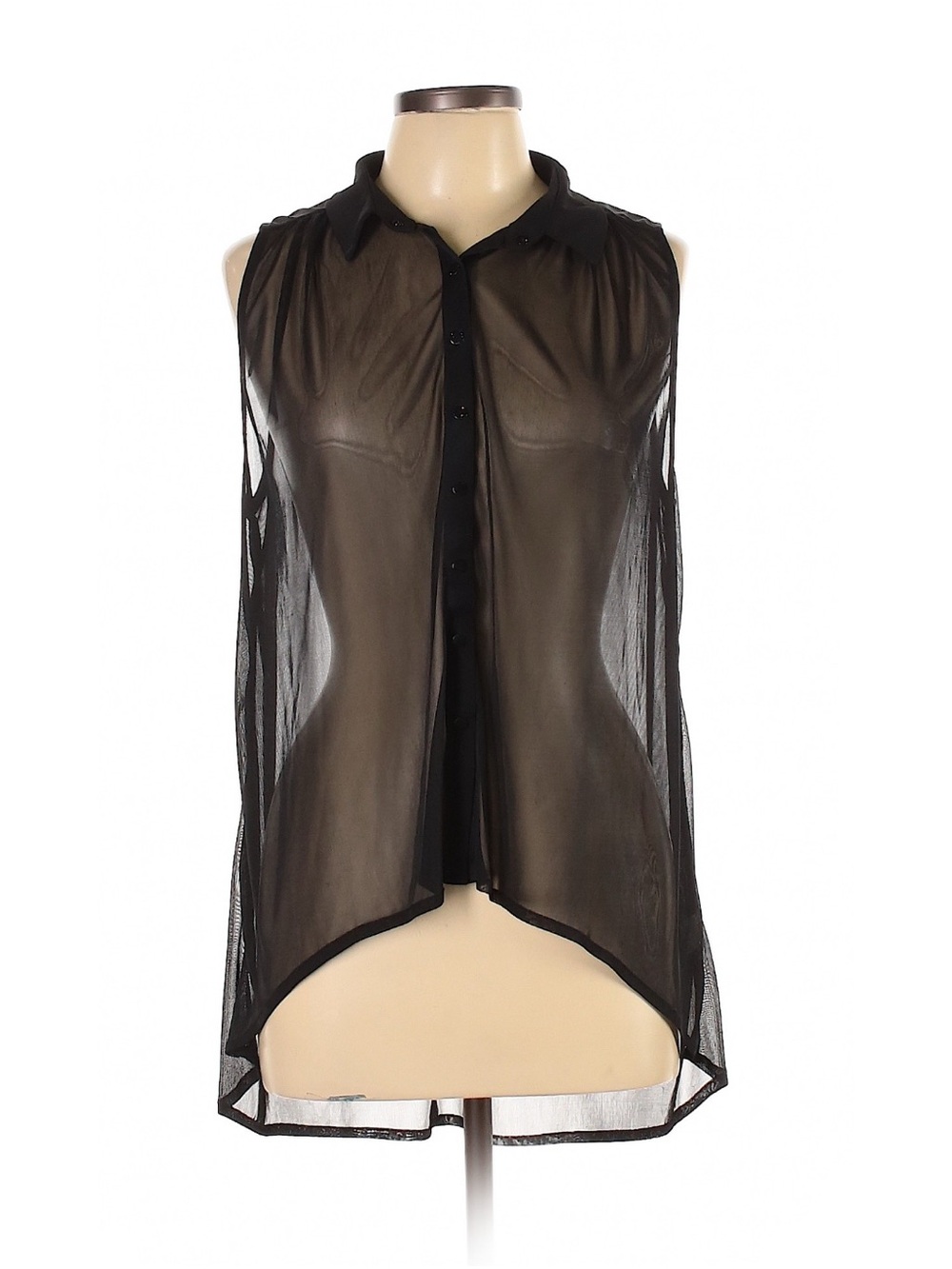 Sparkle & Fade sheer sleeveless button top